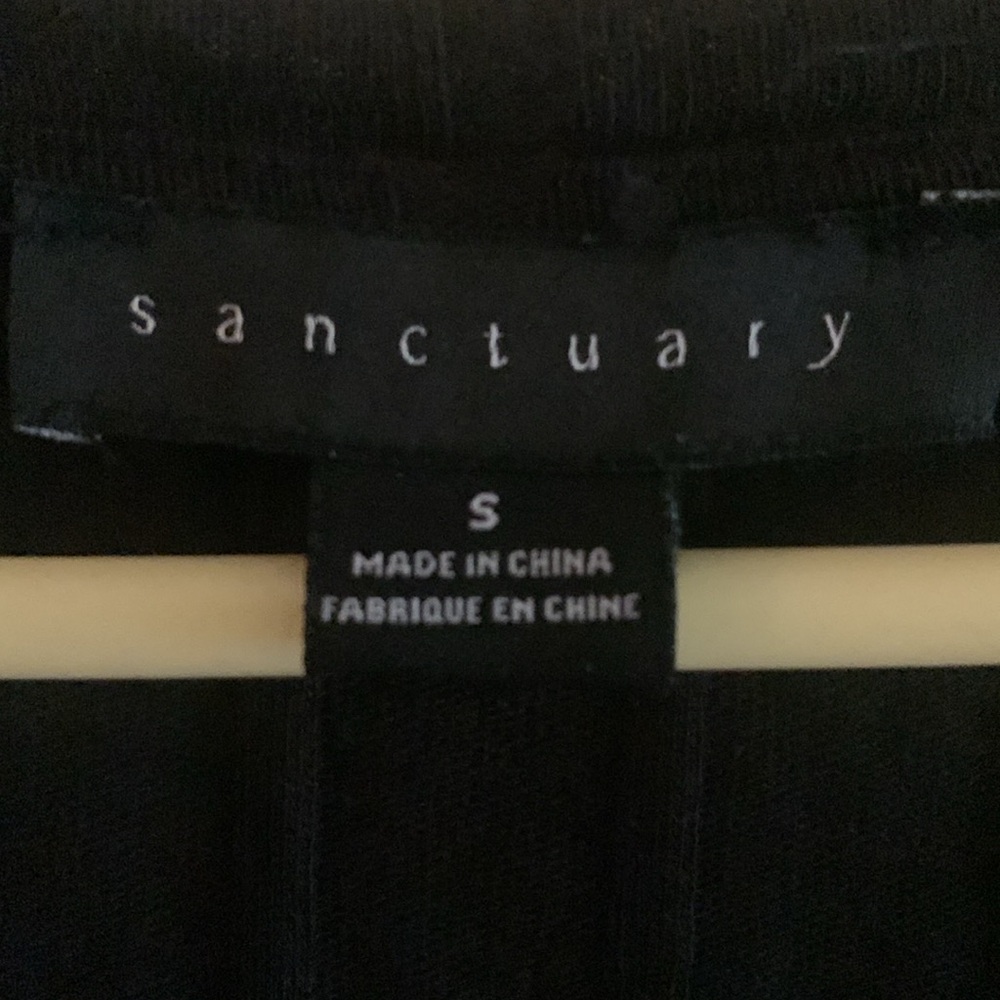 Sanctuary Black Ribbed 3/4 Sleeve Fitted Blouse - Picture 3 of 6